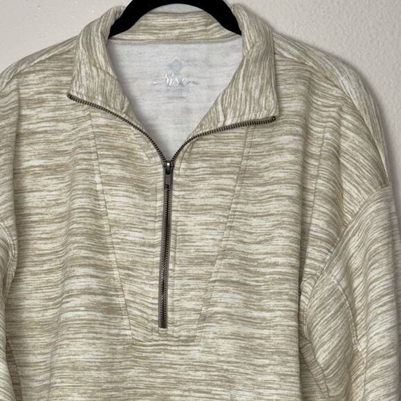 Lularoe Rise Sweatshirt Size Large Tan Persistent Half Zip Pull Over Fleece - Picture 10 of 16